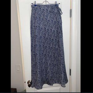 Tempest Navy Blue Print Wrap Maxi Skirt